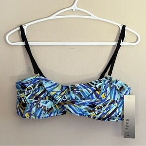 💥4/$10💥 Vintage Y2K Baltex Body ID Blue Pattern Twist Front Bandeau Bikini Top
